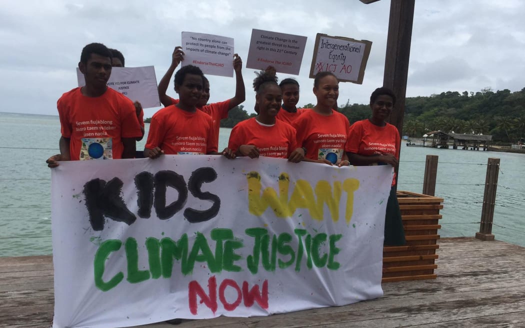 Vanuatu children in a recent protest against climate change Photo: RNZ Pacific/Hilaire Bule