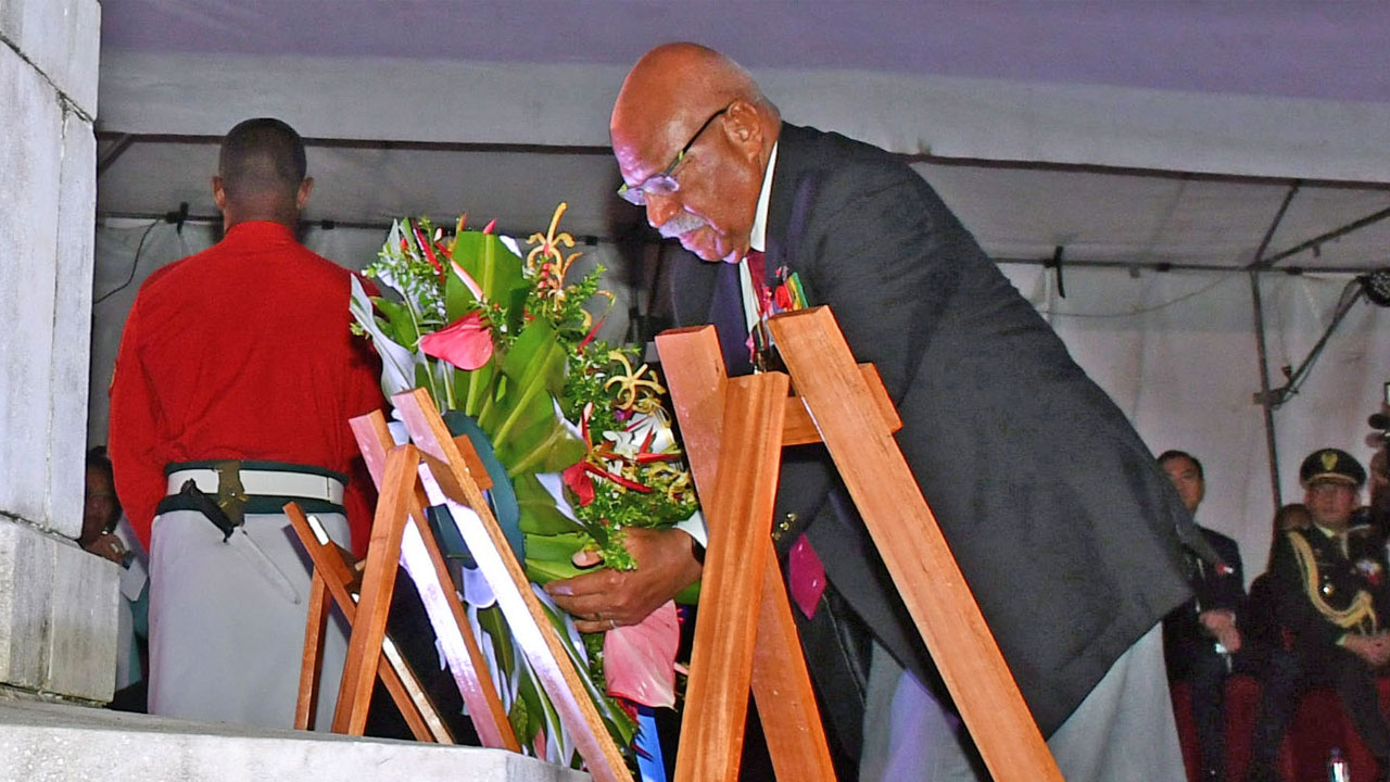 Prime Minister Sitiveni Rabuka the ANZAC Day Dawn Service [Source: Fiji Government/Facebook]
